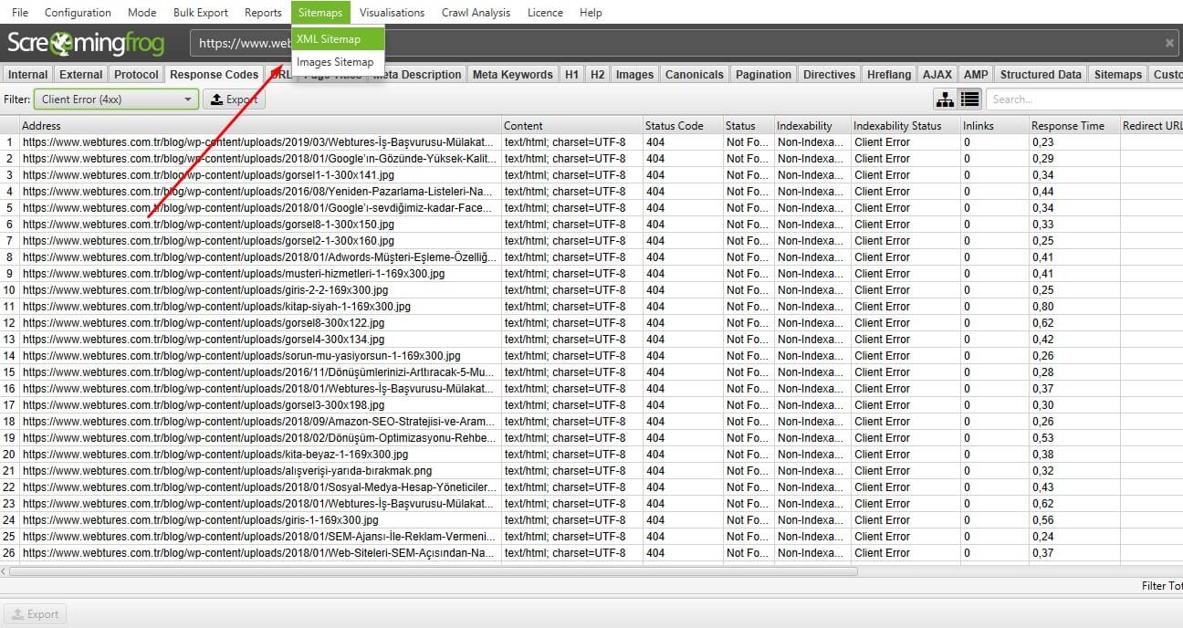 Screaming Frog Sitemaps
