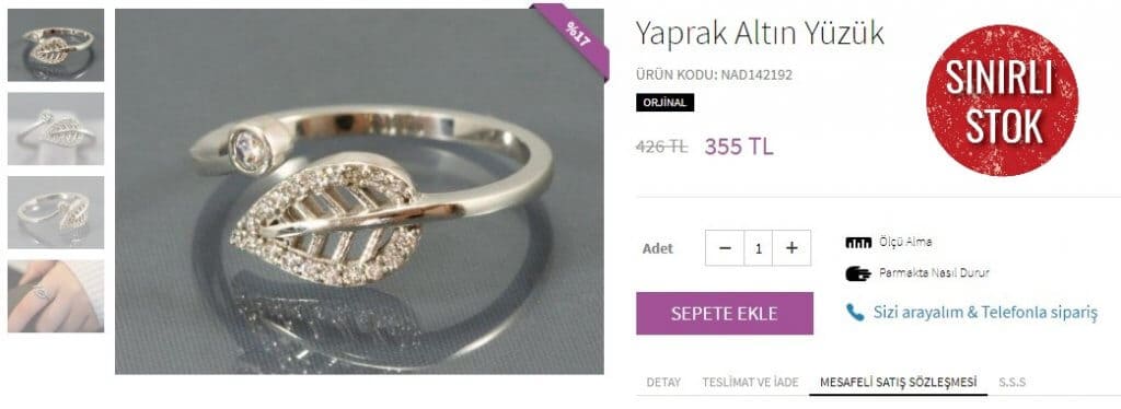 sınırlı stok