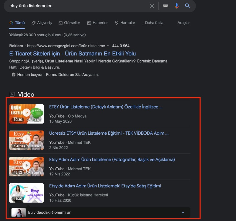 etsy seo video listeleme önemi