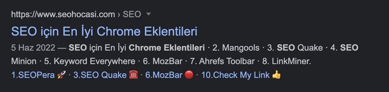 Table of content emojili