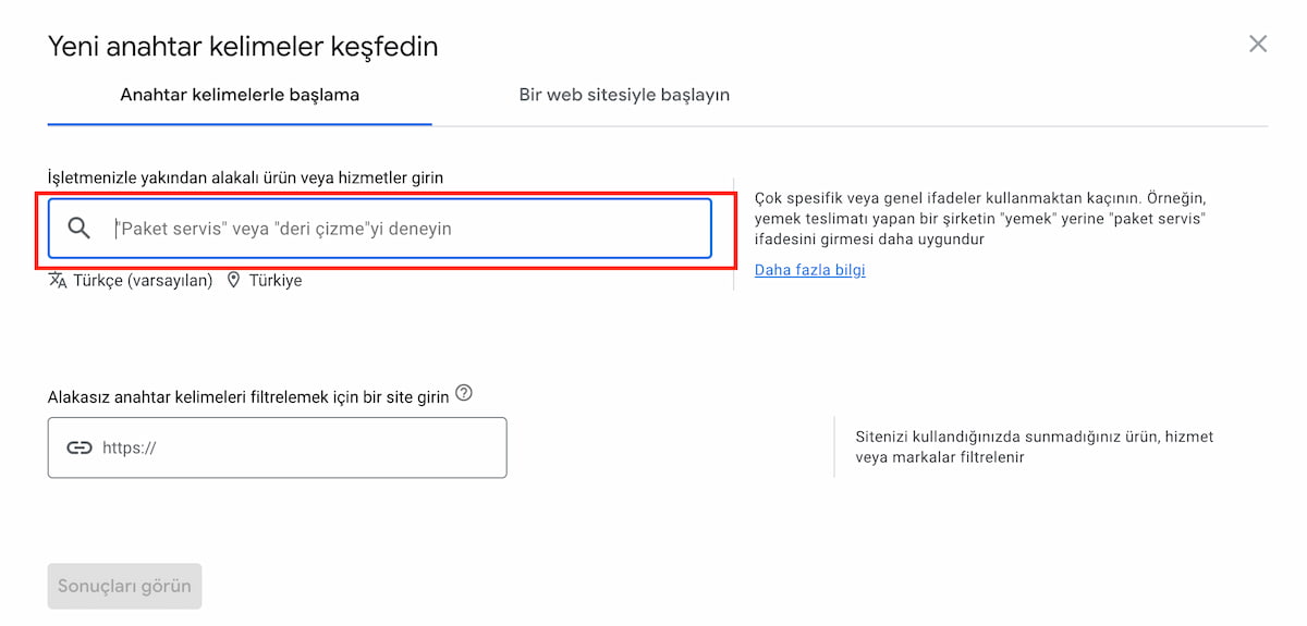anahtar kelime planlayıcı
