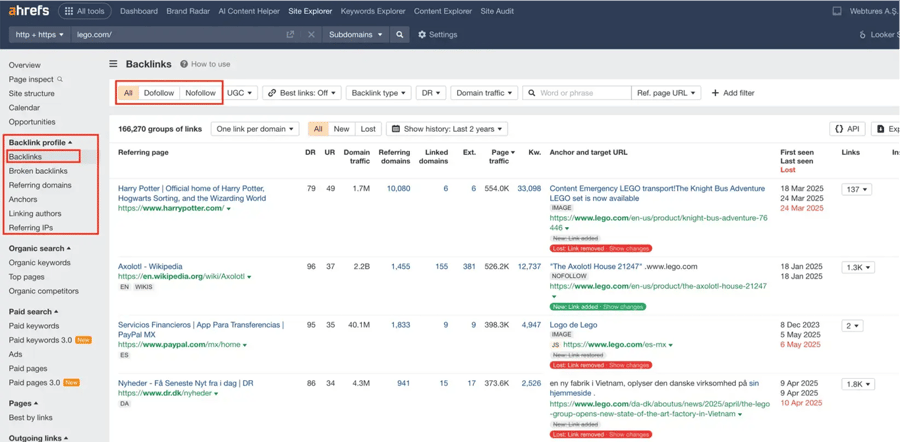 ahrefs backlink feature