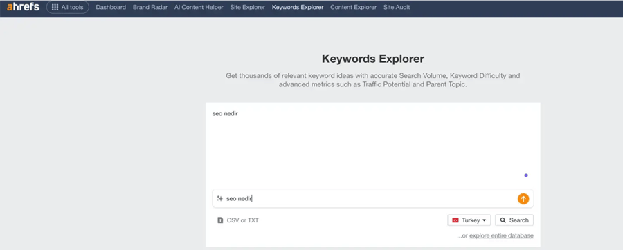 keywords explorer area