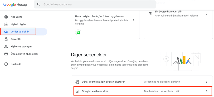 Google Hesap Silme