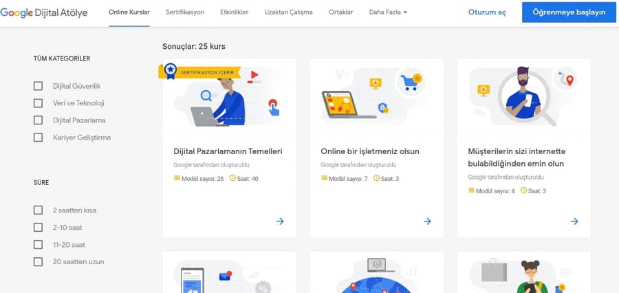 google digital workshop courses