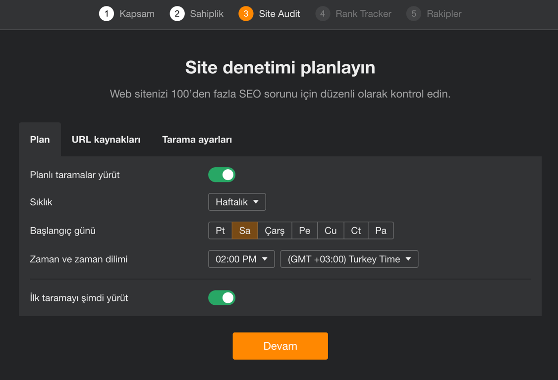 site audit zaman planlama