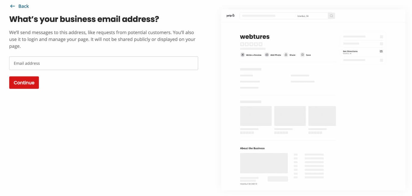 yelp işletme içeriği doldurma
