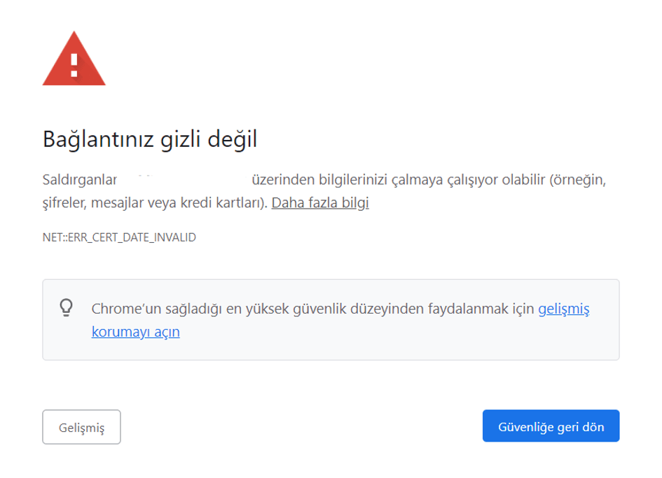 Geçersiz SSL sertifikası