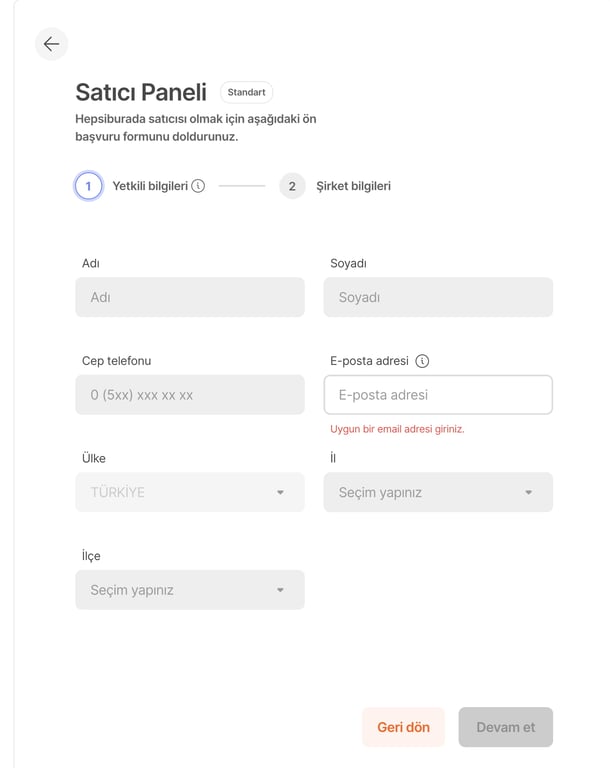 hepsiburada satıcı üyelik işlemleri