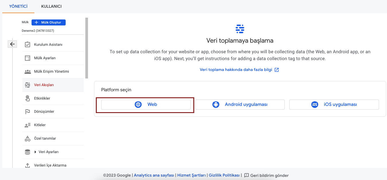 Google Analytics Giriş